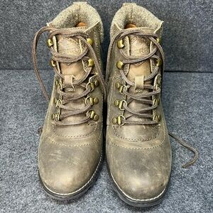 Sperry Women’s Leather Wool Ankle Boots Brown Lace Up STS99837 Size 9M